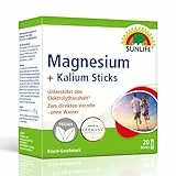 SUNLIFE Magnesium & Kalium Sticks 1 x 20 Sticks - Magnesium Kalium mit Kirsch-Geschmack - Sticks mit 400mg Magnesium & 375mg Kalium - vegan & glutenfrei - zum schnellen Direkt-Verzehr