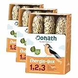 Donath Energie-Box 1,2,3-3 Nusstangen (3 x 120g) - traditionell in feinstes Rinderfett getaucht - Ganzjahres Wildvogelfutter mit kraftspendendem Fett - aus unserer Manufaktur in Süddeutschland