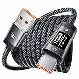 toocki USB C Kabel 6A Ladekabel USB C Nylon Geflochten Schnellladekabel, USB auf USB C Kabel mit OLED Display für iPhone 17 Pro Max, Samsung Galaxy S25/S24,Huawei P30, Google Pixel, Sony Xperia (2M)