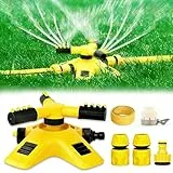 Rasensprenger 360 Grad Sprinkler, Garten Bewässerungssystem mit einem 10 Meter Langen Lederrohr, Automatische Rasen Sprinkler Wasser 3-Arm Rotierende Sprinkler mit Schnellverbinder für Garten Rasen