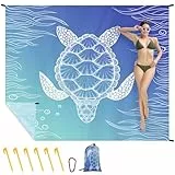 Ainiv Picknickdecke 140 x 200 cm, Tragbar Stranddecke mit Befestigung Ecken und Praktischem Karabiner Ultraleicht Ultradünne Stranddecke, Outdoor Decke für Strand, Picknick, Camping und Wandern