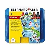 Eberhard Faber 524006 - Wachsmalkreide Winner, wasservermalbar, 8 Wachsmalstifte in praktischer Kunststoffbox