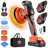 Poliermaschine Auto Akku, 8 variablen Geschwindigkeiten, 2800–6000 U/min, kabellose Auto-Poliermaschine mit 2x 21V 2.0Ah Akkus und 17-teiligem Polierset für die Auto-Detailpflege und Kratzerentfernung