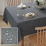Pacok Atmungsaktive Tischdecke 140x100 cm Wasserabweisend & Schmutzabweisend - Outdoor Rechteckige Tischdecken mit Flecken perlen ab, Pflegeleicht für Küche, Garten, Esszimmer (grau)