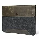 MegaGear MacBook-Tasche aus echtem Leder und Fleece,Laptop-Hülle für MacBook Pro und MacBook Air,14 Zoll,13 Zoll (M2,M2 Pro,M2 Max,M1), 13,3 Zoll, iPad Pro 12,9 Zoll, Modelle 2020,2021,2022 und 2023