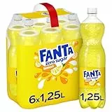 Fanta Zero Lemon Limonade – zuckerfreies, kalorienfreies Erfrischungsgetränk mit fruchtigem Zitrone-Geschmack – 6x 1,25L Einweg PET Flaschen – Vorratspack