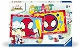 Ravensburger CreArt Junior-Serie: Spidey, Malen nach Zahlen, enthält zwei vorgedruckte Bretter, einen Pinsel, Farben, kreatives Set für Jungen und Mädchen ab 5 Jahren