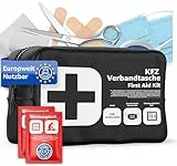 Verbandstasche Norm 2026 - KFZ mit Beatmungstücher - Verbandskasten Auto - DIN13164:2022 - Erste Hilfe Set - Verbandskasten StVO konform (Schwarz)