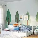 Bellabino Vils Kinderbett 90x200 cm – Kleinkindbett ausziehbar auf 90x190 cm mit Rausfallschutz & Lattenrost – Montessori Kinder Bett aus Kiefer Massivholz – in Weiß für Jungen & Mädchen