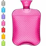 Qomfor Wärmflasche ohne Bezug – großes Fassungsvermögen 1,8 l – Wärmflasche mit warmem Wasser zur Schmerzlinderung von Rücken, Nacken und Schultern & warme Nächte (Rosa)