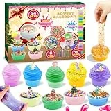 Schleim Adventskalender 2025 Kinder für Mädchen Jungen | 24 Tage Countdown-Kalender Fluffy Kristall Slime Spielzeugkalender Weihnachtskalender Weihnachten Überraschungen Geschenk