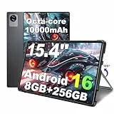 jumper Tablet 15,4 Zoll, Android 16 Tablet mit Helio G99 Octa-Core Prozessor, Gaming Tablets mit Ständer & Hülle, 8GB RAM 256GB ROM, Widevine L1, 10000mAh, GMS & GPS, 5MP+13MP, 4 Speakers, BT5.2
