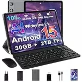 SKYEGG Android 15 Tablet 10 Zoll mit Gemini AI, 30 GB RAM + Erweiterbar auf 2 TB ROM, Widevine L1, 5G WLAN, 6000mAh, Octa-Core, 5MP + 8MP, BT 5.0, Tablet mit Tastatur + Maus, Grau
