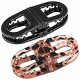 2 Stück Magnetische Haarspangen, Rutschfeste Magnetische Haarstyling Clips für Damen, Rutschfeste Haarclips für Einfache Alltagsfrisuren, Geeignet für Alle Haartypen(Schwarz + Leopardenmuster)