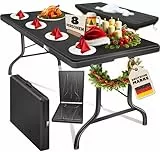 KESSER® Buffettisch Tisch klappbar Kunststoff 183x76 cm Campingtisch Partytisch Klapptisch Gartentisch für Garten, Terrasse und Balkon zusammenklappbar 6 Personen inkl. Cover & Tragegriff, Anthrazit