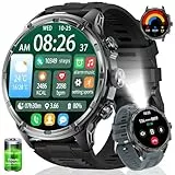 Smartwatch Herren(Telefonfunktion),1.85‘’ HD Großes Display/710 mAh Akku Sportuhr Herren mit Taschenlampe/5ATM Wasserdicht/120+ Sportmodi Fitnessuhr mit Herzfrequenz,Schlafmonitor für Android iOS