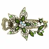 FRCOLOR Vintage Damen Blumen Kristall Haarspangen Haarschmuck Grün