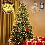ELKTRY 400 LED Lichterkette Weihnachtsbaum, Christbaumbeleuchtung mit Ring 2M x 10 Girlanden, Warmweiß IP44 Wasserdicht 8 Modi Weihnachtsbeleuchtung Innen Außen Innen für 150cm 180cm 240cm Baum