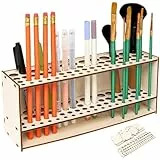 KEUGT Make Up Holz Pinsel Halter Ständer, Pinselhalter Malen Holz, 67-Loch Schreibtisch Ständer Organizer, Multifunktionaler Schminke Pinsel Aufbewahrung Malen, für Vielseitige Aufbewahrung