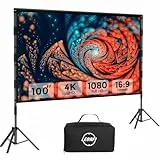Beamer Leinwand mit Stativ 100 Zoll Outdoor – LEORFI Tragbare Projektorleinwand mit Tragetasche, Leichte Projektionsleinwand Indoor Front/Rück - Kinoleinwand 16:9 4K HD mit Katzentasche für Hinterhof