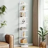 Hzuaneri Regal, 7-stufiges Standregal, modernes Design Bücherregal, Wandregal, Bücherschrank, freistehend wandmontiert, für Arbeitszimmer, Wohnzimmer, Schlafzimmer, 24 x 30 x 186 cm, weiß BC88803X