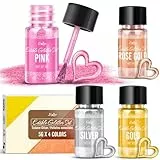 Essbarer Glitzer Set - 4 Farben Metallisch Essbarer Glitzerpulver Glitzerstaub für Kuchen, Getränke, Lebensmittel - Metallisch Glitzerpuder Lebensmittelfarbe Pulver zum Cocktails,Wein,Fondant