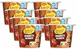 MAGGI 5 Minuten Terrine Spaghetti Bolognese, leckeres Fertiggericht, Instant-Nudeln, mit Hackfleisch, 8er Pack (8 x 60g)