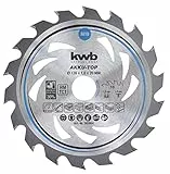 kwb Kreissägeblatt 135 x 20 mm, leichtgängig, speziell für Akkumaschinen, Sägeblatt geeignet für Weich- und Hartholz, Tischlerplatten und Spanplatten