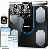 INSMART Körperfettwaage, 8 Elektroden Digital Personenwaage misst 56 Körperparameter Darunter BMI, Körperfett und Muskelmasse, VA-Farbdisplay und einziehbarem Griff, Maximale Tragfähigkeit 227 kg