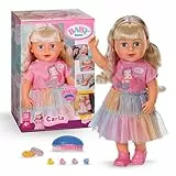 BABY born Carla - 43 cm große Puppe - Hochwertiges Blondes Haar mit Strähnen - Benötigt Keine Batterien - Geeignet für Kinder ab 4 Jahren - Inkl. 7 Accessoires, Rosa