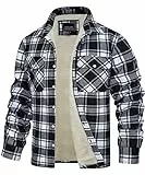 TACVASEN Herren Winter Holzfäller Hemdjacke Freizeitjacke Casual Hemden Outdoor Warm Jacket Fleecejacke, Schwarz, L