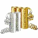 Luftschlangen Metallic Gold & Silber, Party Deko – 5 Rollen mit 18 Glitzernden Luftschlangen für Geburtstag –5STK–