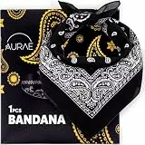 AURAE Schwarz Bandana – 100% Baumwolle & Natürliche Fasern – Schwarz Halstuch Ohne Polyester – Hochwertig, Weich, Langlebig & Waschmaschinenfest – Bandana Herren & Damen – Unisex & Kinder