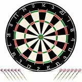 Dartscheibe mit Pfeilen, 18 Zoll Jute Steeldart Set mit 12 Dartpfeilen, klassisches Dartboard mit drehbarem Zahlenring für Erwachsene, Anfänger, Zuhause, Bar und Training