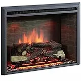 BALDERIA Calida 26' Elektrokamin - Elektrischer Einbaukamin mit 3D-Flammeneffekt | Elektro Heizung 2000W | Knister-Sound | Kamin mit Fernbedienung & Thermostat | Schwarz