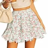 Vcindai Damen Sommer Rock Kurz Sommerrock Blumen Faltenrock Sicherheitsrock