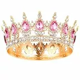 1 Stück Prinzessin Tiara Krone Damen Kristall Tiara Für Mädchen Kristall Krone Damen Vintage Tiaras Frauen Glitzernde Braut Diadem Haarschmuck für Brautkrone,Hochzeit,Abschlussball(Rosa)