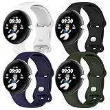 4 Stück Silikon Armbänder für Google Pixel Watch 3 Armband 45mm Damen Herren, Weiches Silicone Sport Band Einstellbar Wasserdichtes Uhrenarmband Ersatzarmband für Pixel Watch 3 Band,L