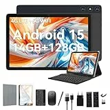 FEONAL Android 15 Tablet 10 Zoll, 4G LTE Tablets Mit 2 SIM 1 SD Slot, 5G WiFi Tablett PC Mit 14GB+128GB(1TBTF), Tablet Mit Tastatur Maus Stift & Hülle, 8-core, 1080FHD, 21MP, 7000mAh, GPS/OTG - Grau