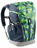 VAUDE Kinderrucksack Jungen & Mädchen Puck - komfortabler Wanderrucksack Kinder 10L, Wetterfester Schulrucksack mit Regenhülle & Lupe, viel Stauraum - parrot green/eclipse