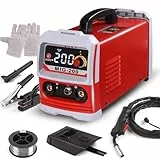 MIG Schweißgerät 3 in 1 MIG/MMA/TIG Lift, 200A Inverter IGBT mit LCD Display, Fülldraht- & Elektrodenschweißgerät 220V, tragbar für Heimwerker, KFZ-Reparatur & Metallbearbeitung