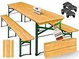 KESSER® Premium Bierzeltgarnitur 3-TLG., Festzeltgarnitur klappbar, Biertisch mit 2 Bierbänken, Gartenmöbel Set Holz, Partygarnitur, Sitzgarnitur, wetterfest, stabil, 220x50x75cm,16-TLG. Bodenschoner