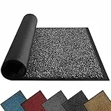 Mibao Fußmatte für Innen & Außen, 60 x 120cm Schwarz Grau, Dauerhaft Waschbar, Schmutzfangmatte rutschfest für Eingangsbereich, Türmatte mit Naturkautschukrücken