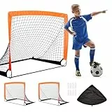 OYE 2er Fußballtor Kinder Set, 122 * 92 * 92CM Fußball Tore inkl. nützlicher Tasche zum Transportieren,Pop-up Tor, schneller Aufbau, für Garten, Park, Strand, Haltestangen aus Glasfaserstäben