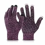 Abeillo Strickhandschuhe für Damen, Winter Touchscreen Handschuhe Warme Rutschfester Winterhandschuhe Dehnbares Gestrickte Thermohandschuhe