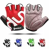 KONVINIT Fahrradhandschuhe Herren Damen,MTB Handschuhe Fingerlos,Radhandschuhe für Rennrad und Mountainbike Atmungsaktiv Rutschfestes,Fahrrad Handschuhe Freizeit für Männer und Damen,Red XL