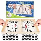 FORMIZON Sling Puck Spiel, Tischhockey Brettspiel, Hockey Brettspiel Spielzeug, Fast Sling Puck Game, Katapult Brettspiel Holz, Eltern-Kind Interaktion Schachbrett Tisch-Desktop-Partyspiele