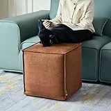 Louis Donné Pouf Bezug Quadratisch 45 × 45 × 45 cm, Ungefüllter Sitzpouf Fußhocker aus Stoff, Pouf mit Aufbewahrung für Wohnzimmer, Schlafzimmer & Outdoor, Braun (Nur Bezug)
