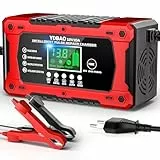 Autobatterie Ladegerät 10A Batterieladegerät 12V mit LCD Display Intelligentes Ladegerät Autobatterie Reparaturmodus Temperaturkompensation für Auto und Motorrad 12V Blei Säure AGM Gel SLI LiFePO4