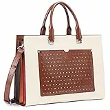 CLUCI Aktentasche für Frauen Designer Echtleder 15,6 Zoll Laptop Große Kapazität Damen Umhängetasche, Braun, 64 Muster